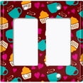 thumbnail image 2 of Metal Light Switch Wall Plate Outlet Cover (Coffee Espresso Mocha Cup Heart Cupcake Pattern Maroon - Double Rocker), 2 of 2