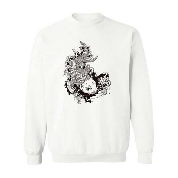 Japanese Gold Koi Fish B/w. Sweatshirt Men -Image by Shutterstock, Male 5X-Large