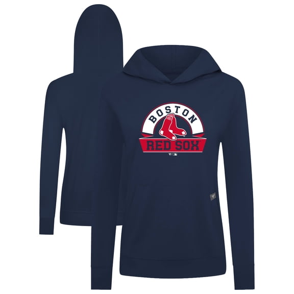 Women's Levelwear Navy Boston Red Sox Relay Banner Arch Long Sleeve T-Shirt Hoodie