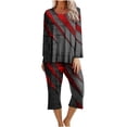 thumbnail image 2 of Boho Outfits For Women 2PC Halloween Print Round Neck Long Sleeve Two-piece Comfortable Home Pajamas Set Sports Set Up to 65% off, 2 of 5