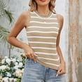 thumbnail image 4 of yillto Women's Basic Striped Tank Sleeveless Crew Neck Tunic Tops Summer Causal Shirts Outfits, 4 of 6