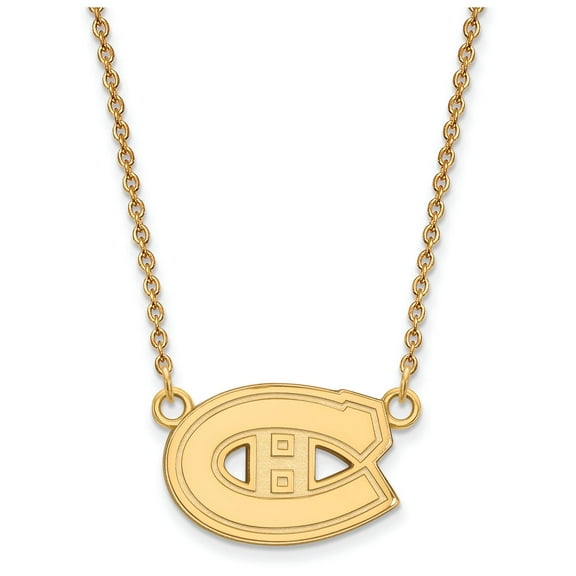 Sterling Silver Gold Plated NHL LogoArt Montreal Canadiens Pendant Necklace