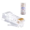 thumbnail image 1 of Conectores RJ45 Cat5e W-NECTOUN, paquete de 100 unidades, 3 puntas, chapados en oro, 1 of 7