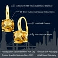 thumbnail image 2 of Gem Stone King 4.00 Ct Cushion Yellow Citrine 18K Yellow Gold Plated Silver Earrings, 2 of 5