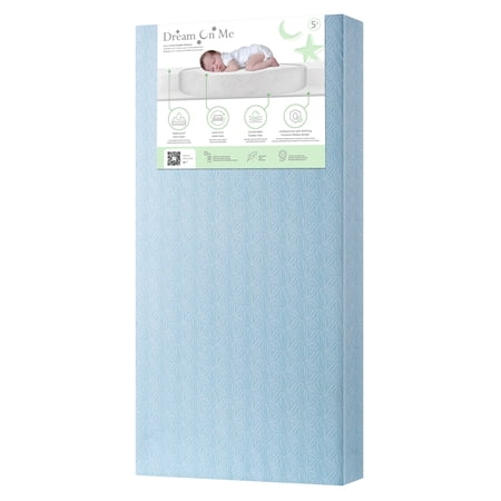 Dream On Me 2 in 1 Little Lullaby Crib and Toddler Mattress, Blue Floral