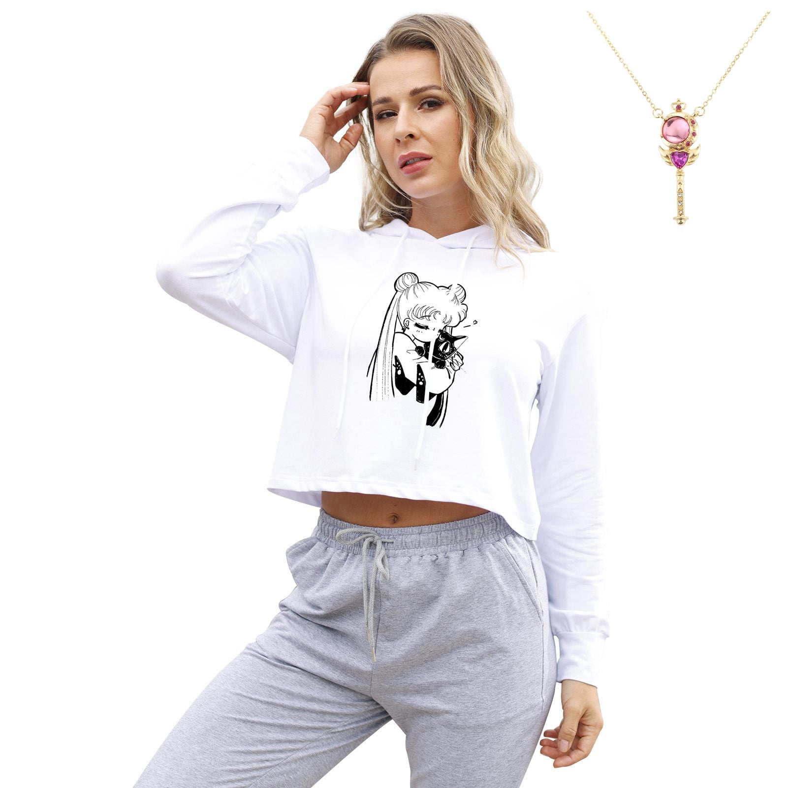 cat ear crop top hoodie