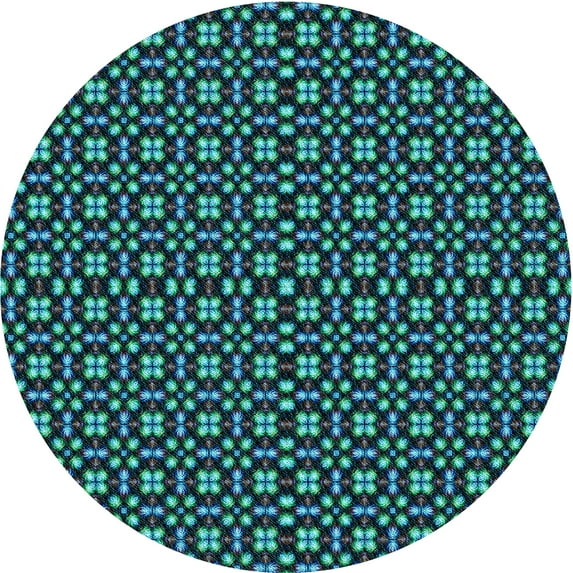 Ahgly Company Indoor Round Patterned Deep-Sea Blue Area Rugs, 3' Round