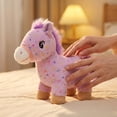 thumbnail image 3 of Sparkling Dot Pony Plush Toy Colorful Patterned Horse Stuffed Animal with Purple Mane for Whimsical Room Decor and Playful Home Aesthetics Yellow, 3 of 6