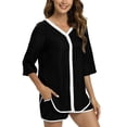 thumbnail image 4 of Valcatch Women's Pajama Set Super-Soft Short Sleeve Top with Shorts Color Block Loungewear, 4 of 5