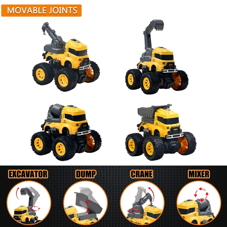 Izrizr 4-Pc Pull Back Construction Vehicles, Friction Powered photo 2