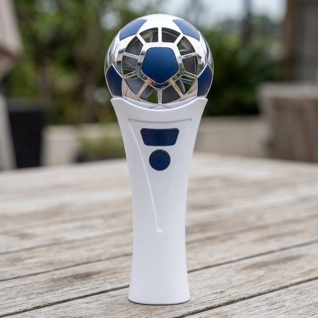 Mini ventilador portátil con forma de balón de fútbol, ventilador de mano, regalo creativo, compacto, moderno, ajustable, USB, para dormitorio, Blanco