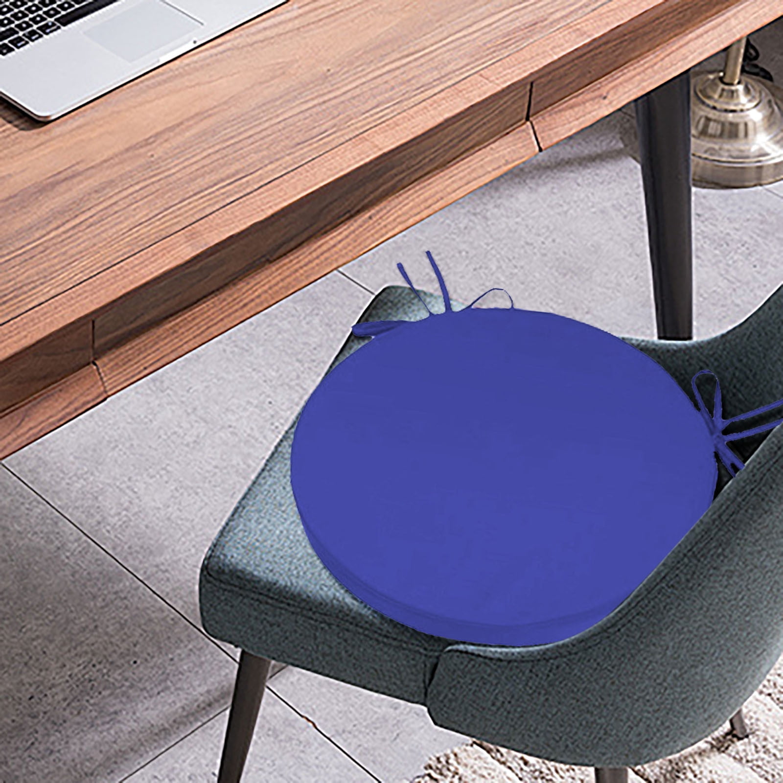 Round Outdoor Chair Cushions with Ties 14.96'' Waterproof Patio Seat Cushions for Bistro Chairs, Removable Machine Washable Covers, Fade Resistant Garden Furniture Cushions, Non- Round Chair Pads