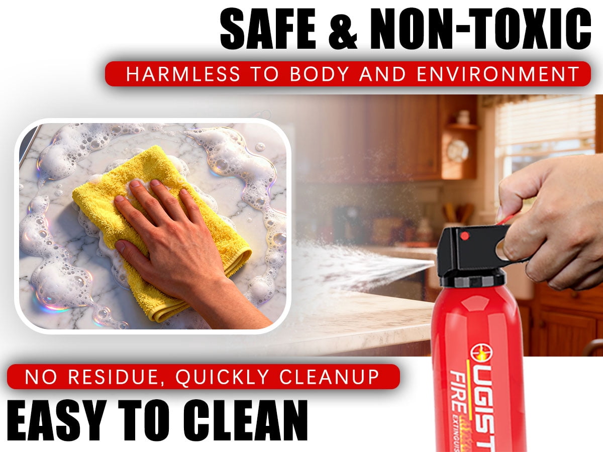 Ougist Mini Handheld Fire Extinguisher, 620ML Water-Based Spray, 4-in-1 Portable for Kitchen and Home, 2 Pcs