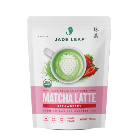 Jade Leaf Matcha Latte Powder Mix, Organic, Dairy-Free, Strawberry, 5.3oz Pouch