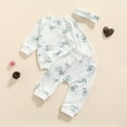 thumbnail image 3 of Komoo 3Pcs Newborn Infant Baby Girl Outfits Long Sleeve Sweatshirts Pants Sets Clothing Gifts, 3 of 9