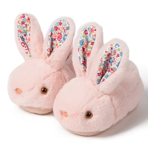 Drecage Toddler Boys Girls Slippers Kids Cute Bunny Plush Slippers Winter Warm House Shoes