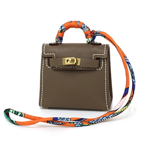 Pre-Owned Hermes HERMES Charm "Kelly Twilly" Bag Twilly Scarf Tadelakt Etoupe A Stamp (2017)