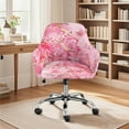 thumbnail image 2 of Xixirimido Cherry Blossom Pink Marble Pattern Stretch Office Chair Cover Desk Chair Cover for Armrest Chair Universal Swivel Chair Slipcovers Mid Back Accent Dining Chair Protector, 2 of 7