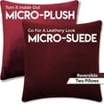 thumbnail image 2 of 26" x 26" Throw Pillow - AZ Maroon: 2 PCS / 4 Sided. Luxurious Premium Down Alternative Fill w/ Reversible Cover Microsuede/Microplush Fabric. Forever Fluffy, Beautiful & Supportive. Soft & Comfy., 2 of 9