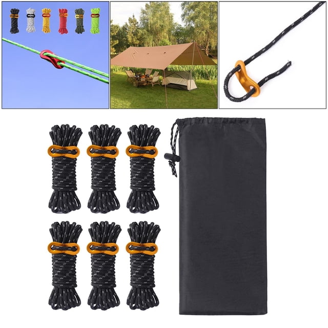 Pack Guylines Tent Cords Camp ajustador tensor para Negro