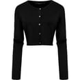 thumbnail image 2 of CULPOS X INC Womens Black Button Down Open Cardigan Crop Top Sweater Size: S, 2 of 8