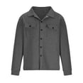 thumbnail image 3 of CHEEREAM Men's Corduroy Button Down Shirts Casual Long Sleeve Shacket Jacket with Flap Pockets Slim Fit Fall Winter Outwear Dark Gray M, 3 of 5