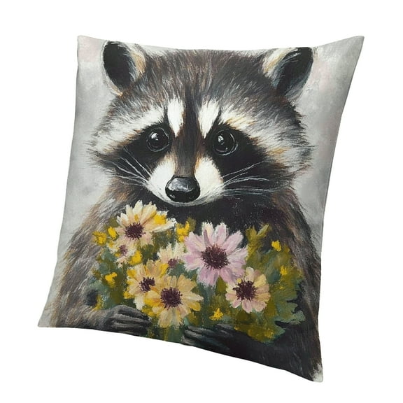 Autua Cute raccoon decorated pillowcase, pillowcase, square cushion cover, standard sofa, sofa, bedroom, patio pillowcase 12x12in