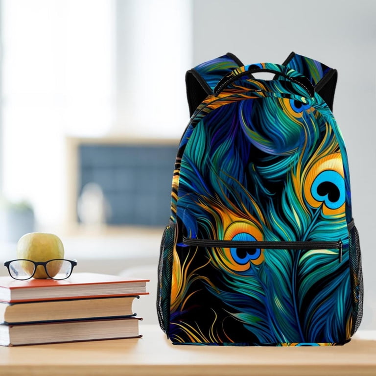 jansport backpack peacok plumes YETTASBIN Peacock Feather for Men Women, Waterproof High/Middle School Bookbag Lightweight Laptop Travel Daypack with Multiple Pockets for Teens Boys Girls : Electronics The Right Pack backpack is a long JanSport Superbreak FX Plus Backpack,