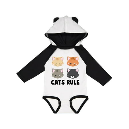 

Inktastic Cats Rule with Cat Heads Gift Baby Boy or Baby Girl Long Sleeve Bodysuit
