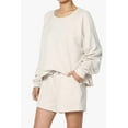 thumbnail image 3 of Women's Cotton Terry Long Sleeve Oversized Top & Drawstring Shorts SET, 3 of 11