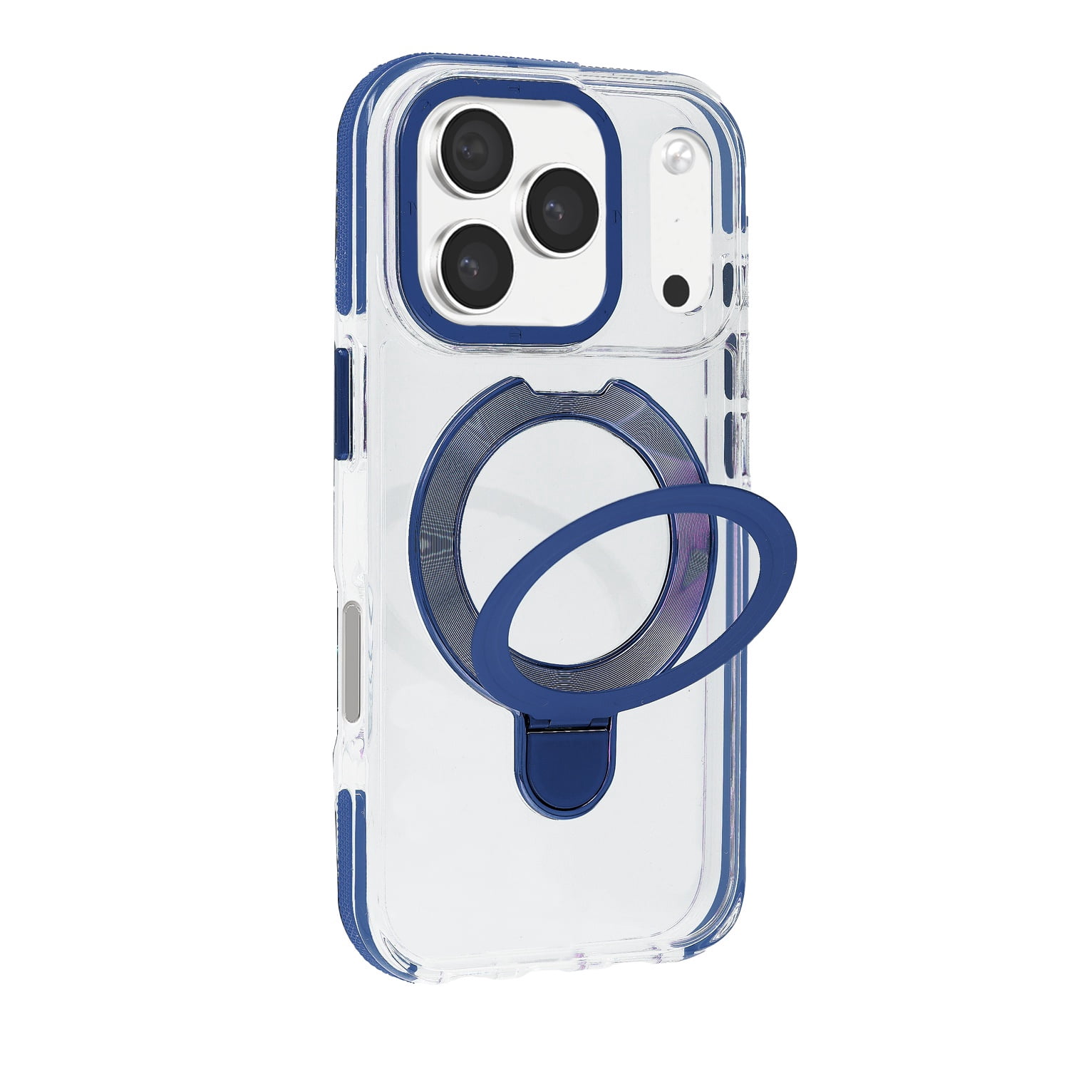 Clear Protective Case with Wireless Charging and Kickstand for iPhone 17 Pro Max - Blue