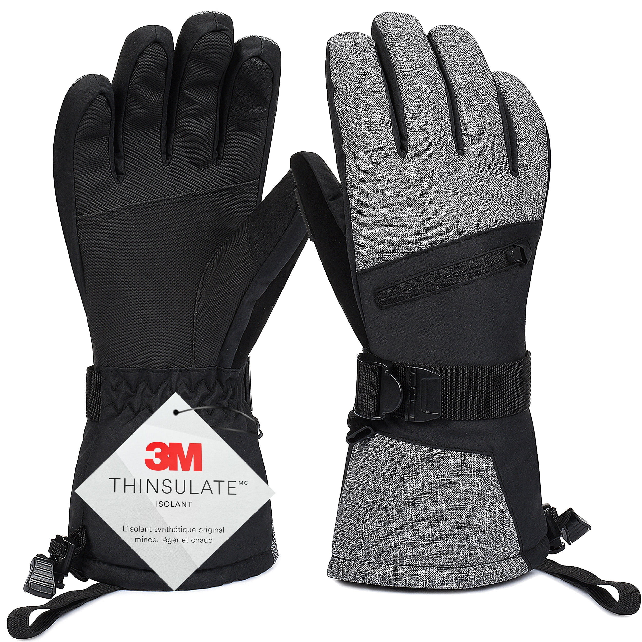Winter Gloves Ski Gloves Snow Gloves Warm Waterproof Windproof Anti-Slip Built-in Zipper Pocket for Skiing Snowboarding Skating Shoveling Medium