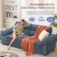 thumbnail image 2 of Bedluxury 90.5'' Comfy Sofa Couch for Living Room, Modern Deep Seat Couch with Pillow-Armrest, Removable Cover, Chenille Fabric Couches for Small Space,USB/Type-C Port(Blue), 2 of 7