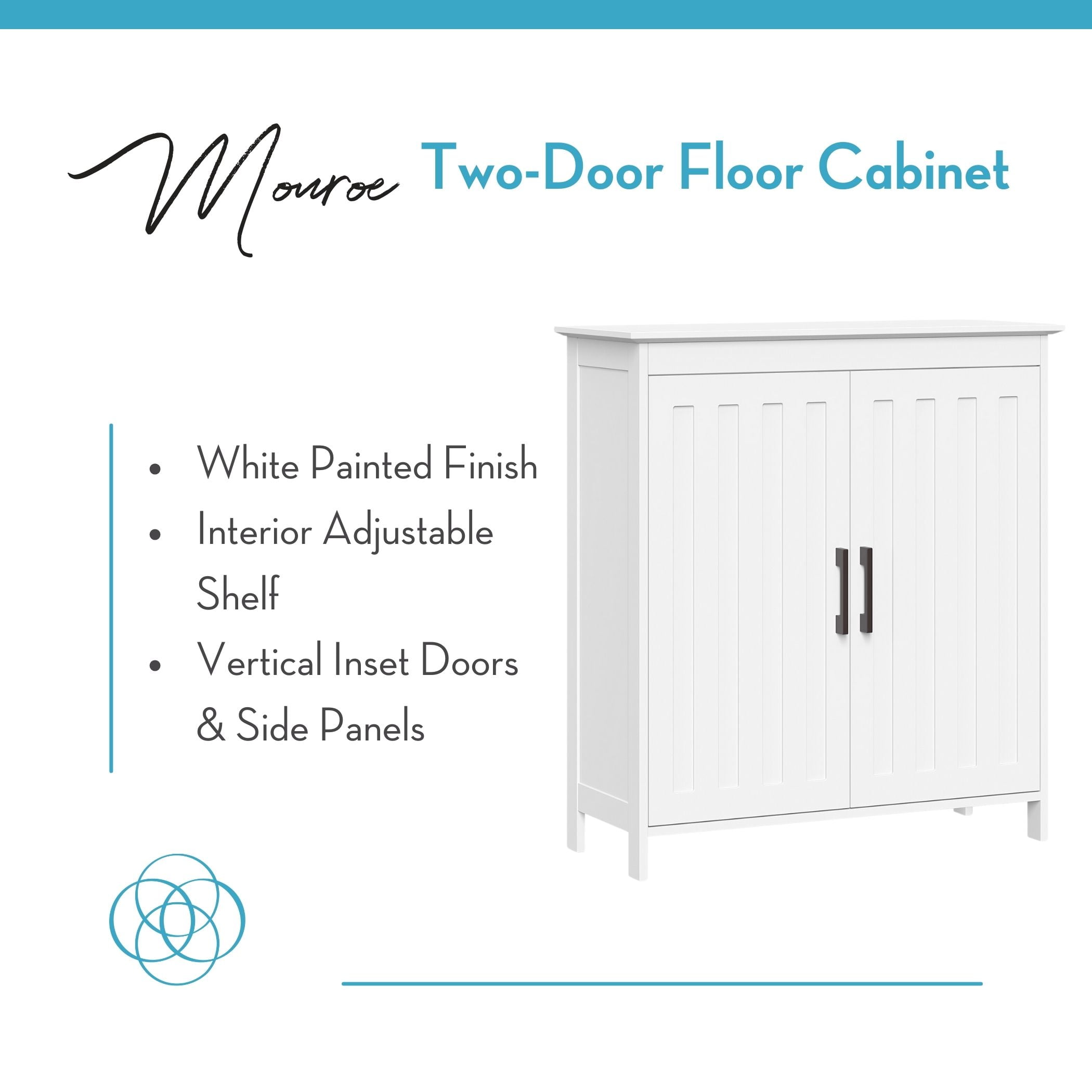 RiverRidge Monroe 2-Door Bathroom Linen Storage Cabinet and Laundry Shelf Organizer- White