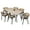 Sunbleached Grey-Beige, variant on LeisureMod 7-Piece Dining Set with a 63" Wide Rectangular MDF Table and 6 Arm Chairs Upholstered in Velvet with Wicker Backrest for Modern Home and Kitchen Ravenna Collection (Sunbleached Grey-Beige)