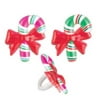 12 Candy Cane Christmas Cupcake Rings Party Favors Cake Topper