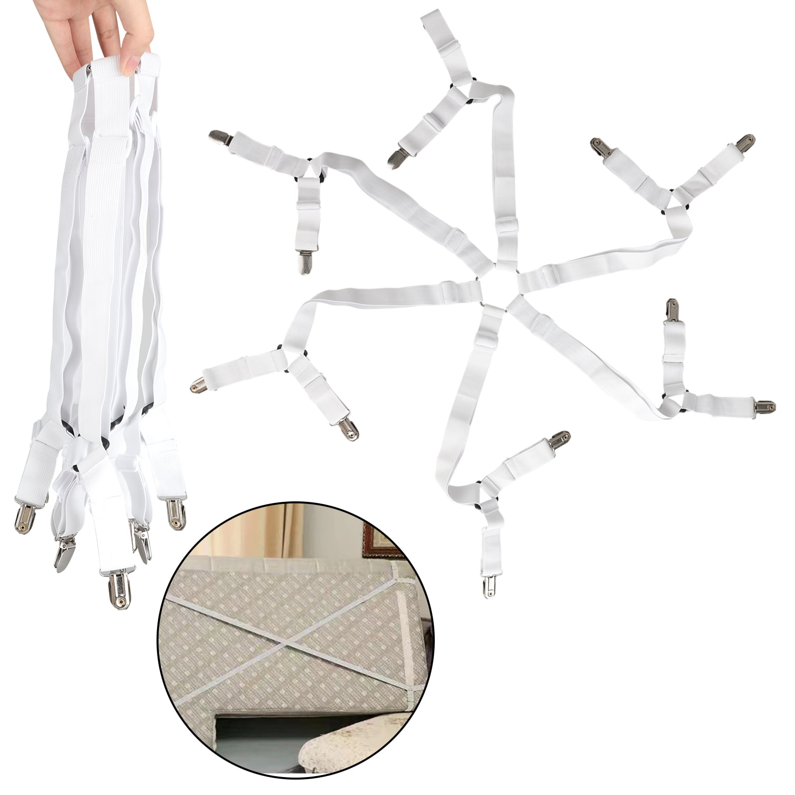 6 Sides Crisscross Bed Fitted Sheet Straps Suspender Gripper Fastener Clip 3-Way 