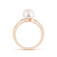 thumbnail image 2 of Angara Solitaire Japanese Akoya Cultured Pearl Bypass Ring in 14K Rose Gold for Women | June Birthstone Jewelry for Her, 2 of 8