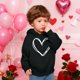 thumbnail image 5 of Sudadera con capucha y estampado de corazón de San Valentín, sudadera de manga larga para niños y niñas, chaqueta para niñas de talla mediana y grande., 5 of 7