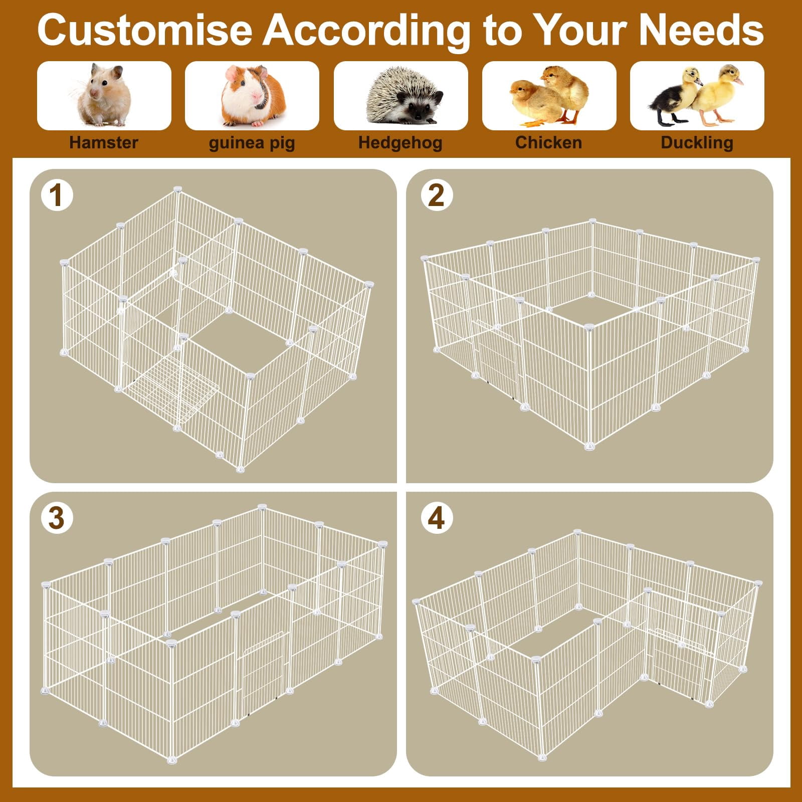 Panels Small Animal Playpen, Pet Playpen with Waterproof Mat, Cage for Guinea Pigs, Puppy Play Pen, Bunny Playpen, Indoor Outdoor Portable Metal Wire Yard Fence