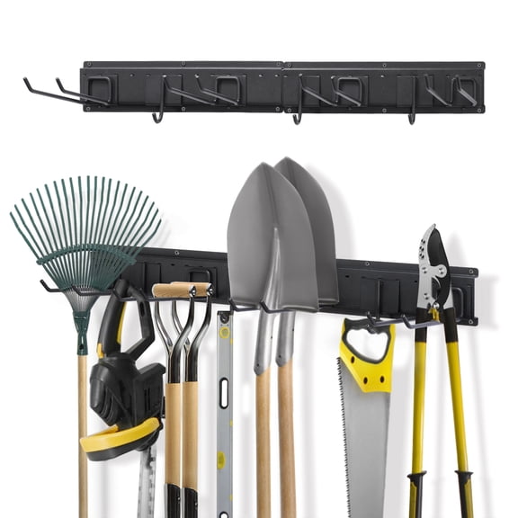 7-Hook Wall-Mounted Garden Tool Organizer Garage & Outdoor Storage Rack