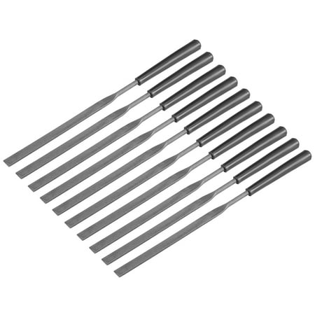 

10Pcs Second Cut Steel Flat Needle File with Metal Plastic Handle 3mm x 140mm