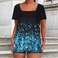 thumbnail image 2 of DDAPJ pyju Womens Tunic Tops 2025 Summer Dressy Casual Floral Blouses Loose Fit Pleated V Neck Short Sleeve Button Up T-shirt Hide Belly Tunics Flash Sale of Today Prime Navy S, 2 of 7