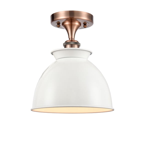 516-1C-AC-M14-W Innovations Lighting Adirondack - 1 Light Semi-Flush Mount In Industrial Style-12 Inches Tall and 8.5 Inches Wide-Antique Copper