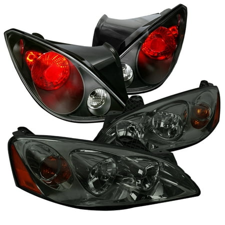 Bow Tie Tail Light Lens Spec-D Tuning For 2006-2009 Pontiac G6 2Dr Coupe Smoke Lens Tinted Headlights + Black Tail Lights Brake Lamps (Left+Right) 2006 2007 2008 2009 ()