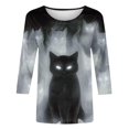 thumbnail image 5 of Halloween Gift for Women Casual Round Neck T Shirt For Everyday Wear With Short Three-Quarter Sleeves And Stylish Grey L, 5 of 5
