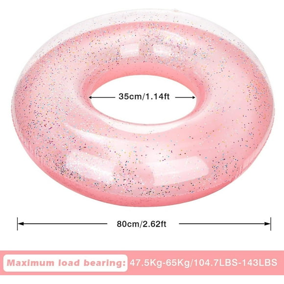 Swim Rings With Glitter, Inflatable Pool Float Swimming Pool Float Tube Round Shaped Swimming Tube Water Fun Beach Pool Toys For Summer Party For Kids