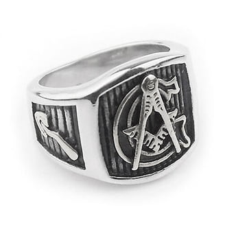 KJWLOP Men's Stainless Steel Freemason Ring - Masonic Symbol Gift For Boyfriend, Birthday, Graduation