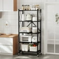 thumbnail image 2 of SUGIFT 5-Tier Foldable Metal Storage Shelf with Wheels, No Assembly, Heavy-Duty Organizer (750 lbs) for Home, Garage & Office, Black, 2 of 6