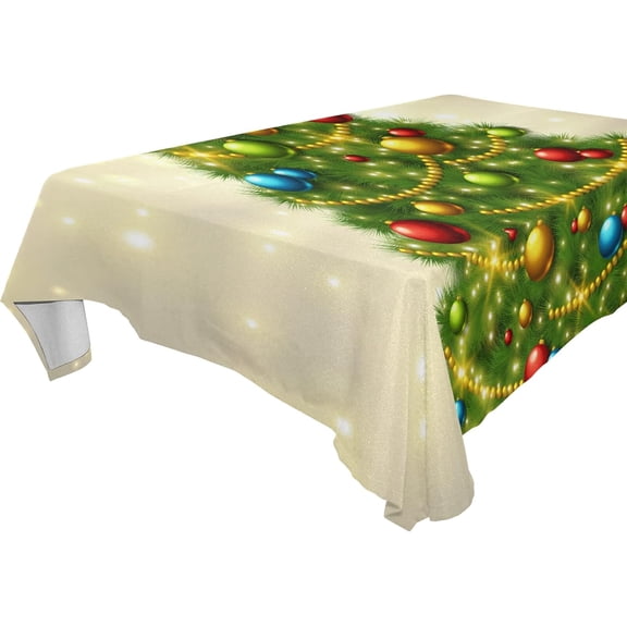 SKYSONIC Christmas Tree Tablecloth Waterproof Washable Polyester Square Table Cover Durable Tablecloth for Kitchen Dining Table Party Decor (60 X 120 Inch)